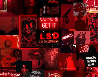 Baddie Red Aesthetic Collage Wallpaper